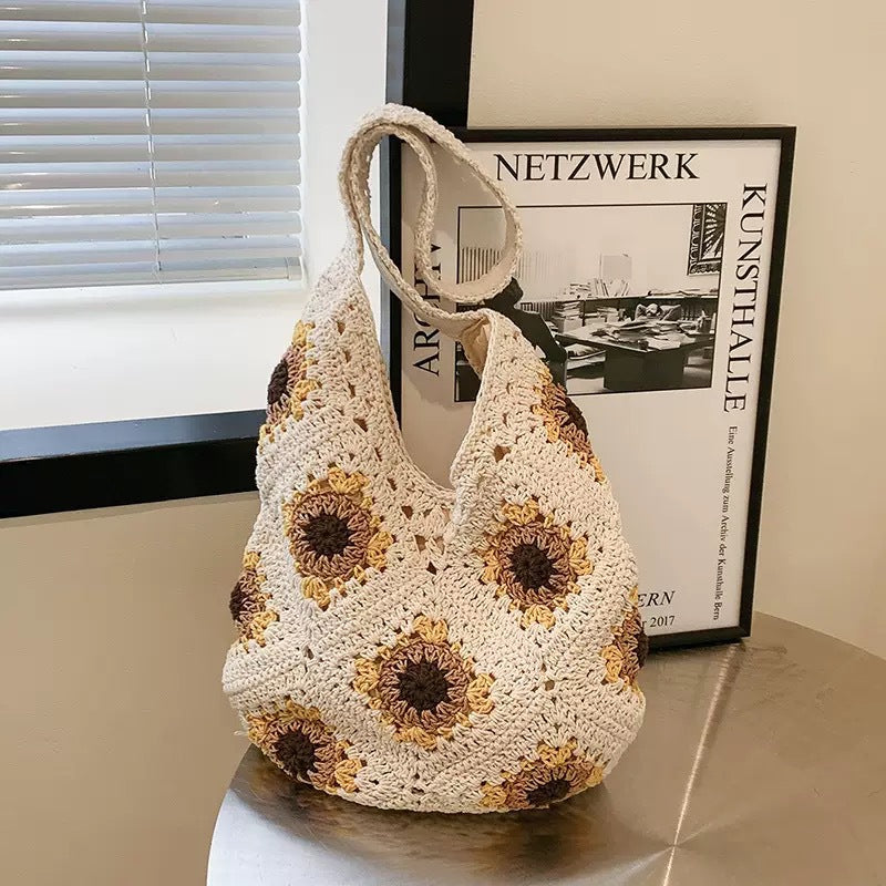 Siopsrl | Macrame Shopper with Colorful Flower Pattern Siopsrl