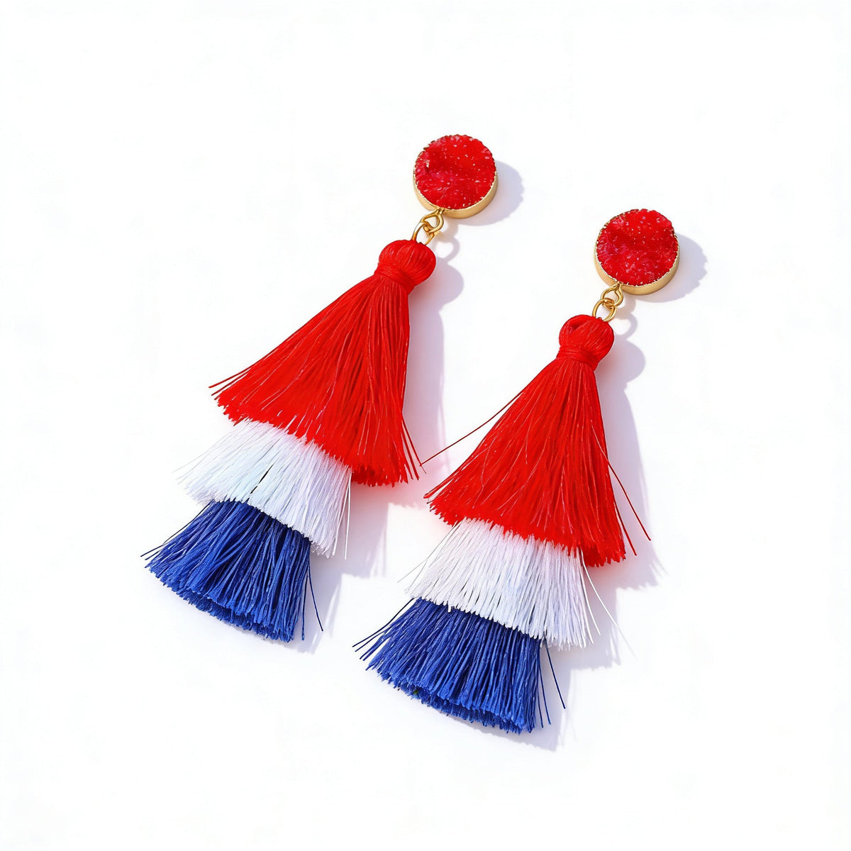 Women's multi-layer tassel earrings with tiered fringes and nickel-free stud closure Siopsrl