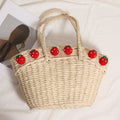 Handmade basket bag with playful strawberry motif Siopsrl