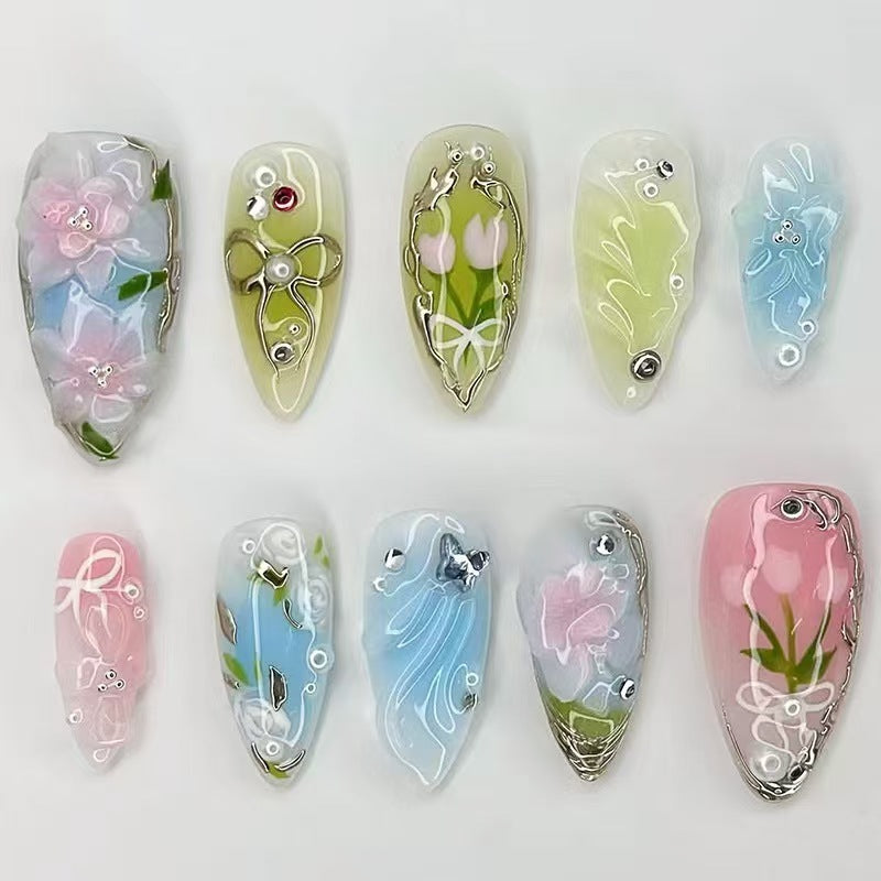 Siopsrl | Nature-Themed Artistic Press-On Nail Set Siopsrl