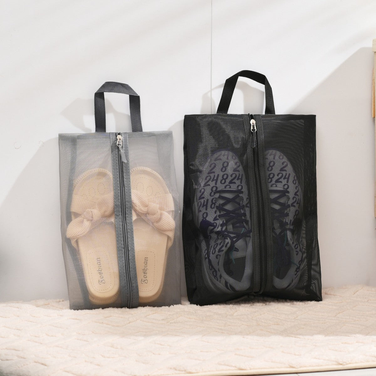 Siopsrl | Transparent Mesh Zipper Shoe Bag with Handle Siopsrl
