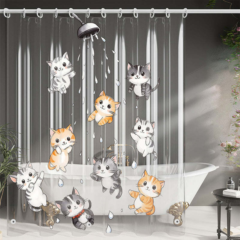 Siopsrl | Cute Cartoon Cat-Themed Shower Curtain Siopsrl