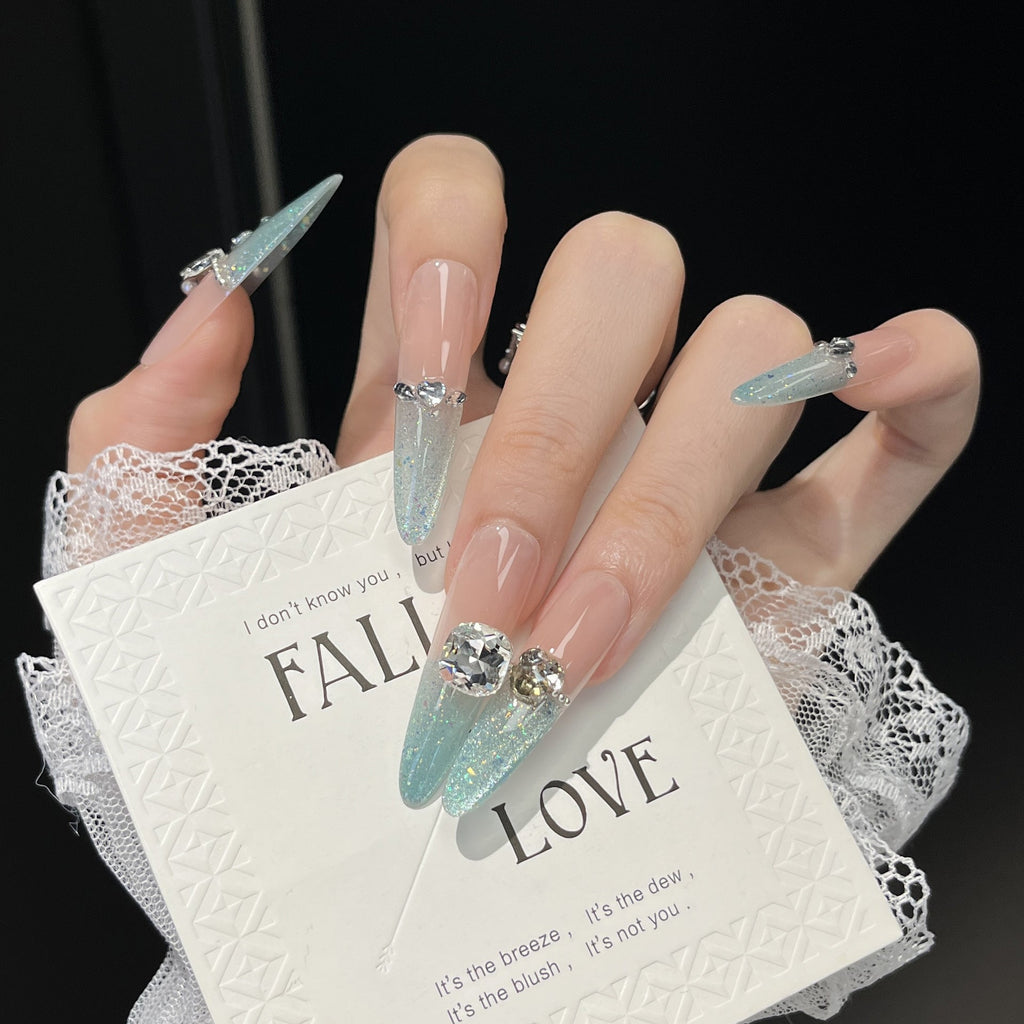 Siopsrl | Glamorous Crystal-Embellished Stiletto Press-On Nail Extensions Siopsrl