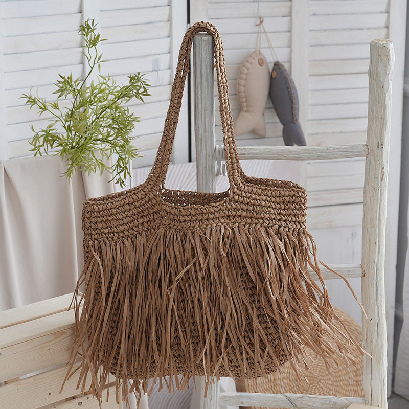 Siopsrl | Handmade beach bag with fringed designed pattern Siopsrl