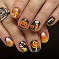 Siopsrl | Halloween Fake Nail Set with playful pumpkin and candy motifs Siopsrl