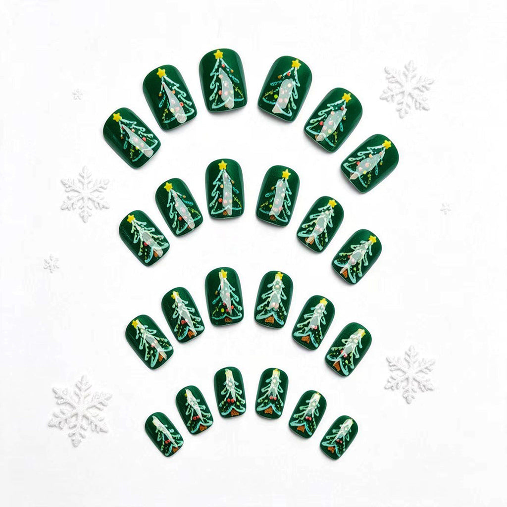 Siopsrl | Festive artificial nails with Christmas tree design Siopsrl