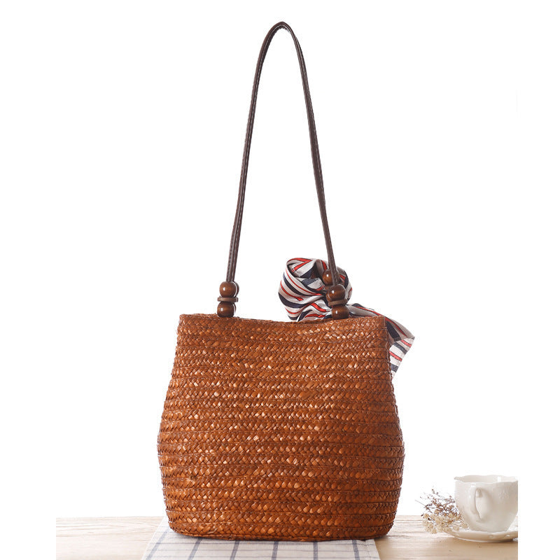 Siopsrl | Braided handbag with stylish striped scarf Siopsrl