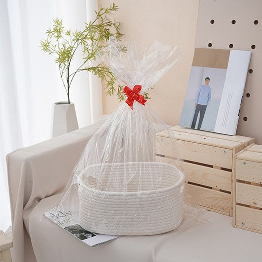 Natural storage basket with ribbons Siopsrl