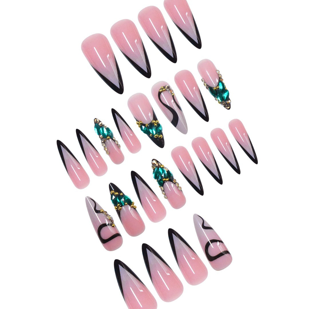 Siopsrl | Rhinestone-Embellished Stiletto Nail Art Extensions Siopsrl