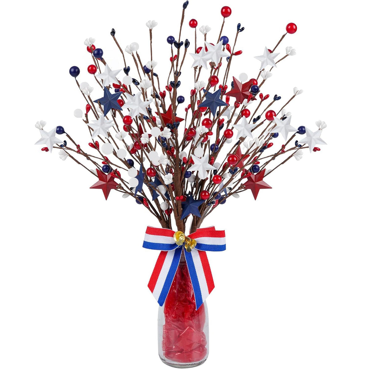 Siopsrl | Unisex artificial decorative branch with star applications and berries for vase and wreath Siopsrl