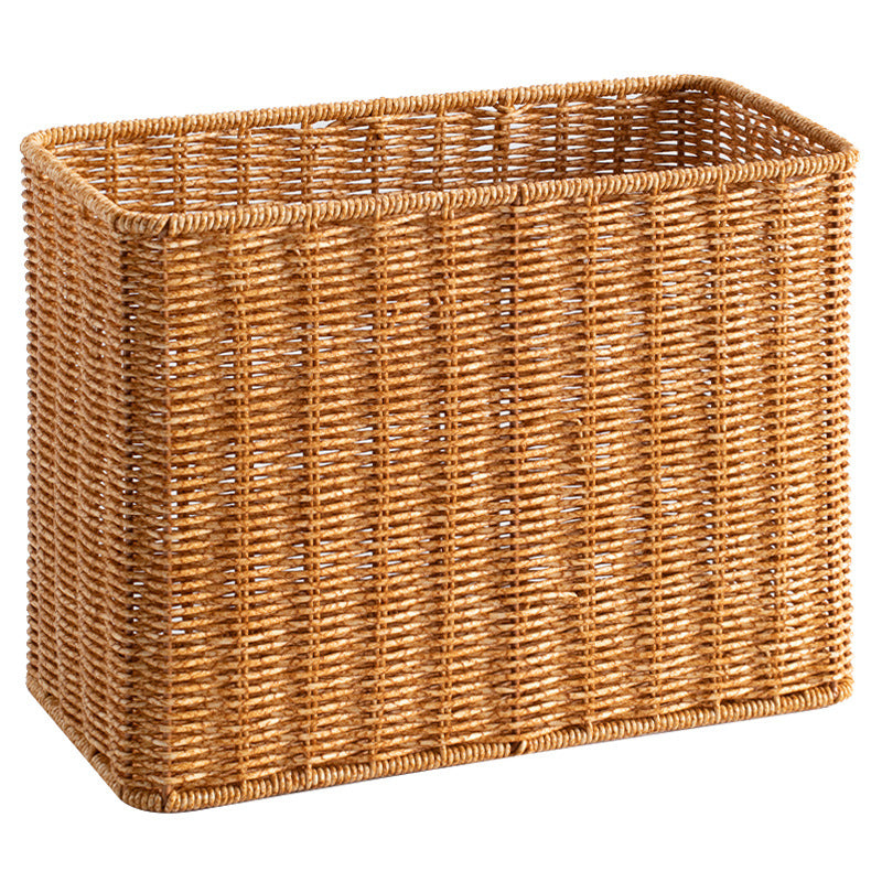 Rectangular Woven Storage Basket with Cut-Out Handles with Cutout Handles