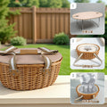 Women’s picnic basket with removable wooden lid and sturdy handles Siopsrl