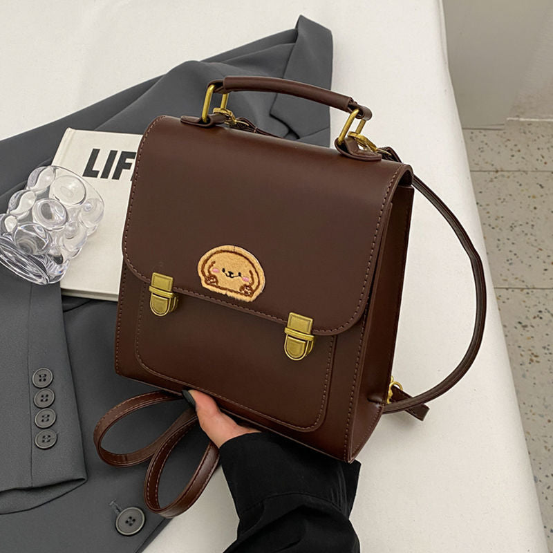 Siopsrl | Playful Cartoon-Embroidered Satchel Bag Siopsrl