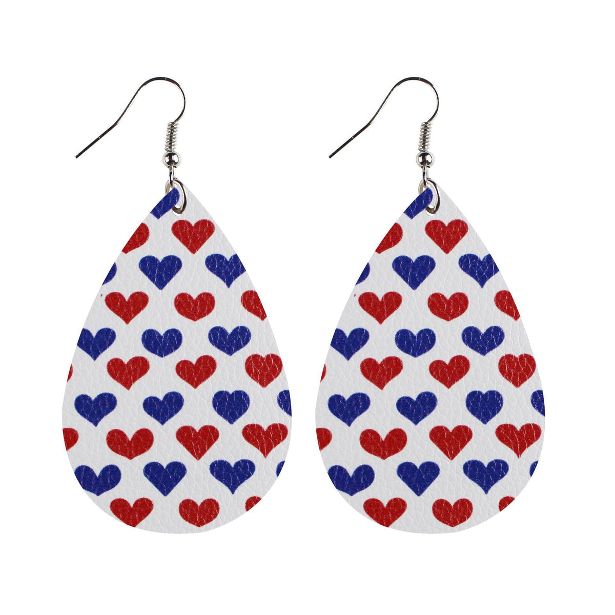 Women's star stripe print faux leather drop earrings with fishhook Siopsrl