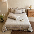 French vintage duvet and pillow set made of cotton-linen with ruffles Bowlift