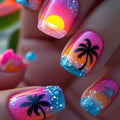 Siopsrl | Artificial nails with luminous sunset design Siopsrl