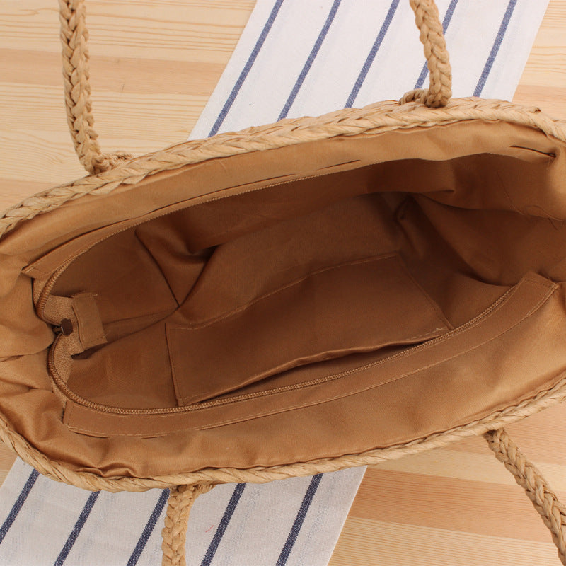 Siopsrl | Braided Beach Bag Made of Natural Bast with Sturdy Handles Siopsrl