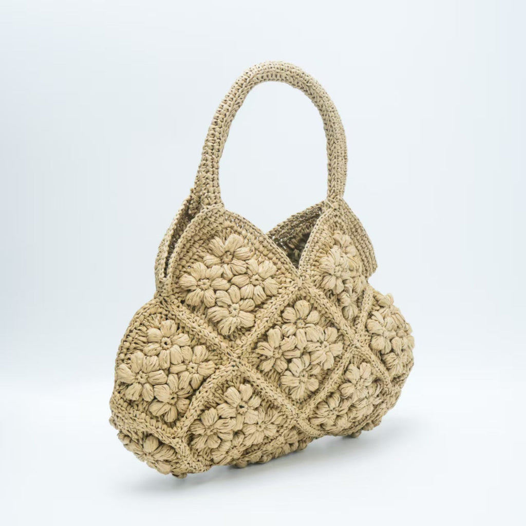 Siopsrl | Handmade macrame shoulder bag with playful flower pattern Siopsrl