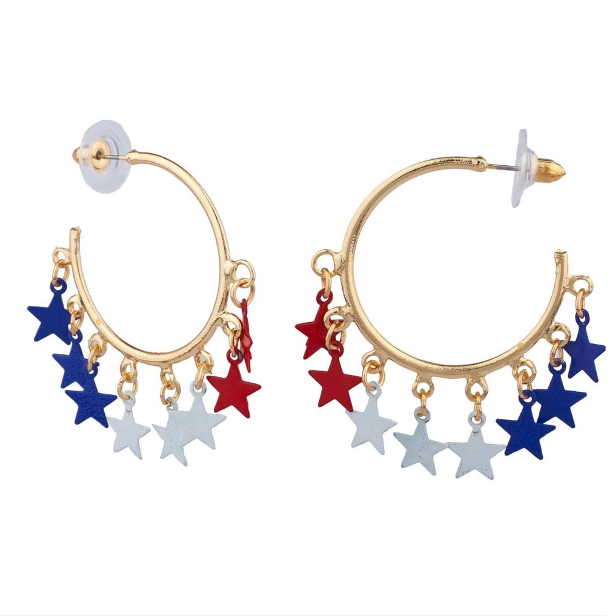 Siopsrl | Women's playful star pendant hoop earrings with multi-part hanging elements Siopsrl