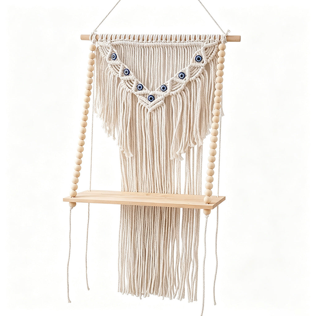 Macrame Wall Hanging Shelf with Decorative Beads Siopsrl