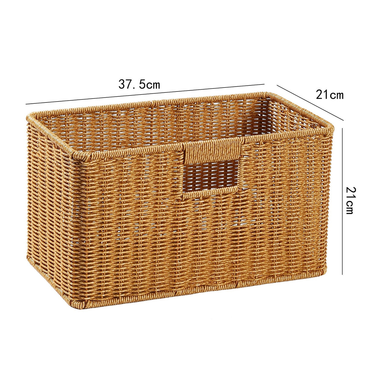 Handwoven Rectangular Storage Basket with Cut-Out Handles Siopsrl