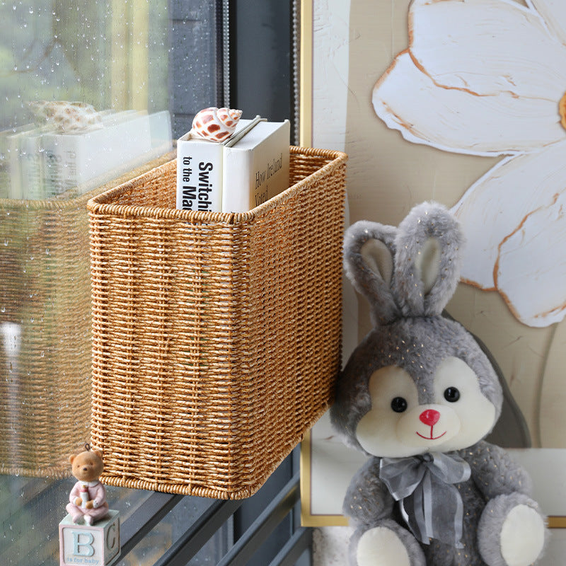 Rectangular Woven Storage Basket with Cut-Out Handles with Cutout Handles