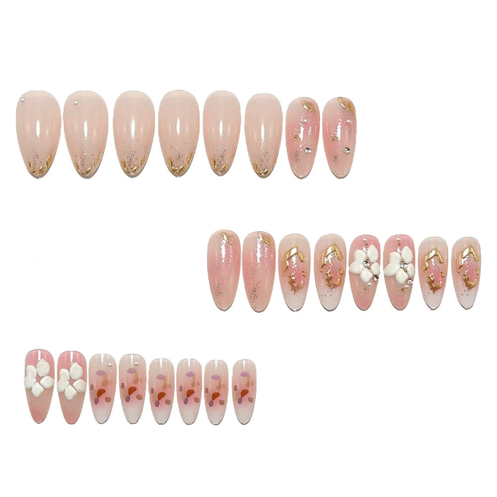 Siopsrl | Artificial nails with delicate floral decorations and glitter effects Siopsrl