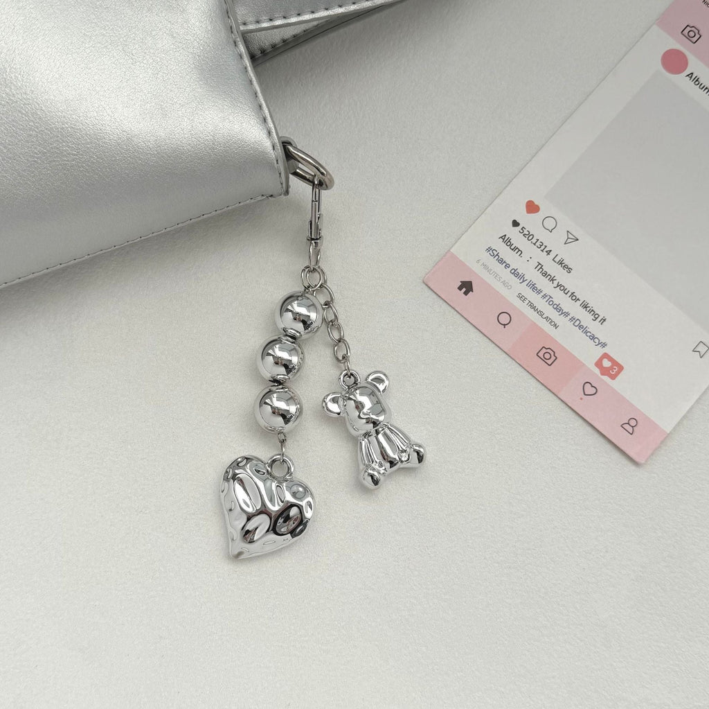 Siopsrl | Playful Bear and Heart Charm Keychain Siopsrl
