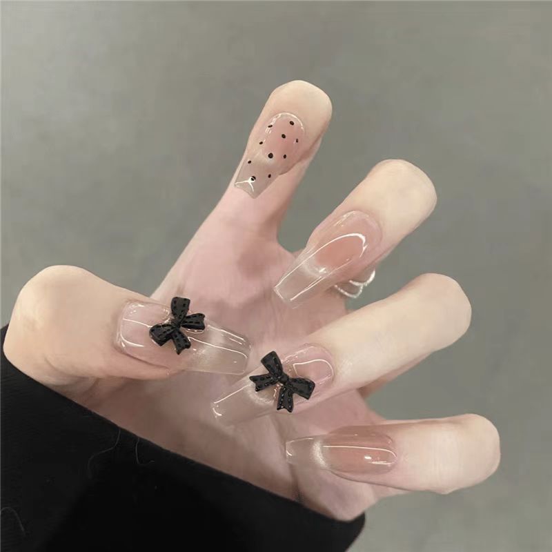Siopsrl | Trendy Press-On Nail Art Set with Stylish Bow Accents Siopsrl
