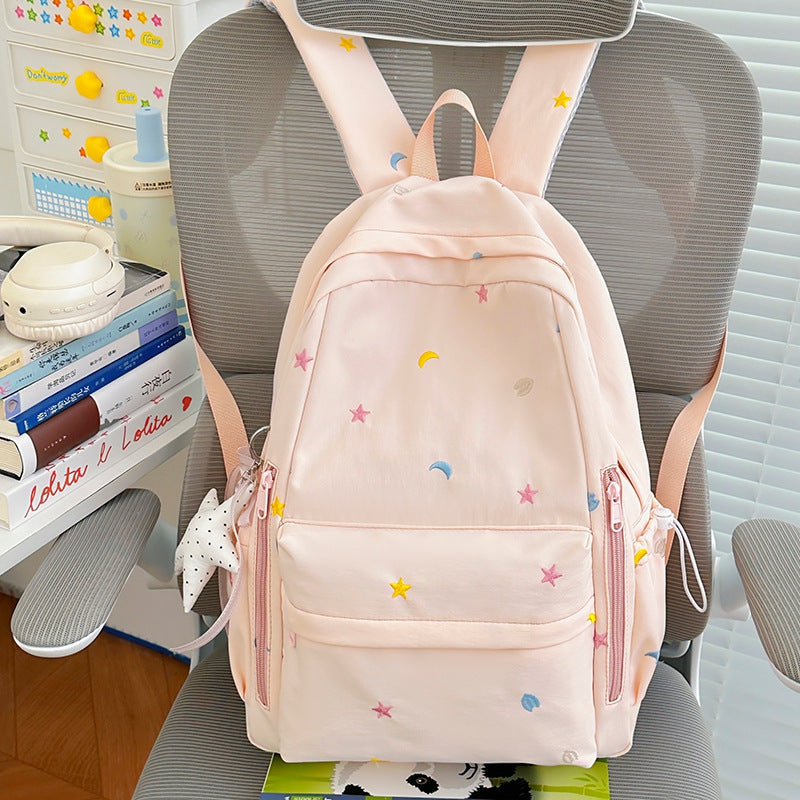 Siopsrl | Embroidered Star and Moon Pattern Backpack