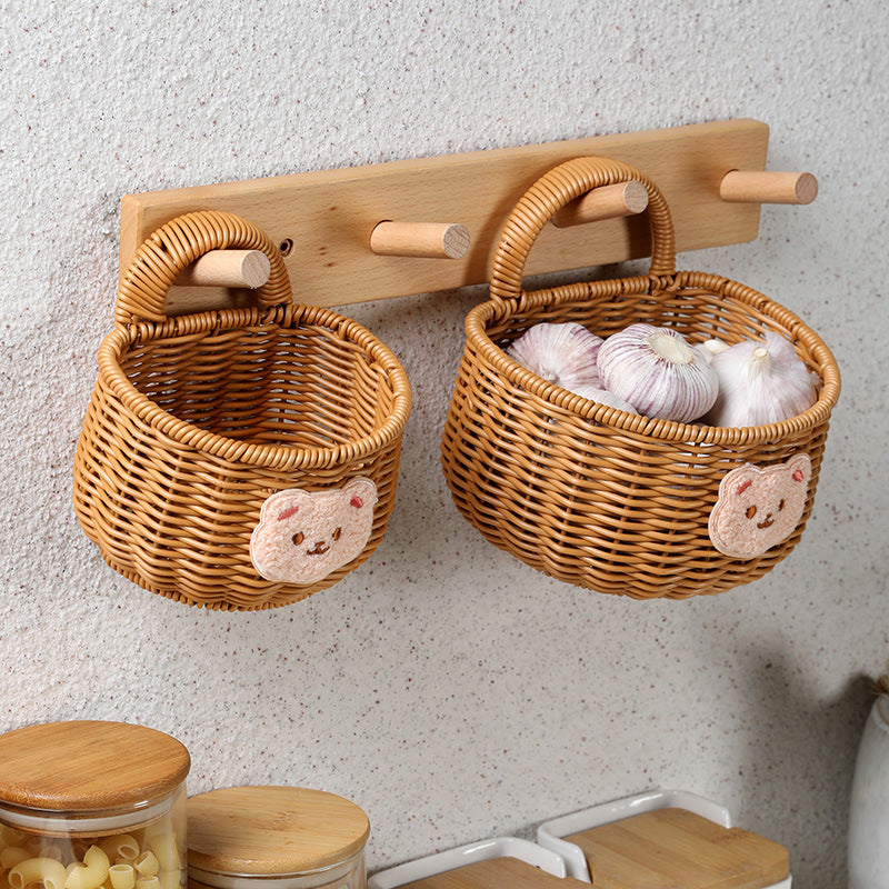 Siopsrl | Handwoven Decorative Storage Basket with Cute Bear Emblem Siopsrl