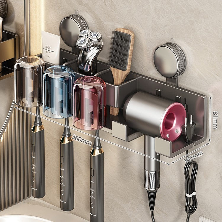 Siopsrl | Wall-Mounted Hair Tool Organizer with Storage Compartment Siopsrl