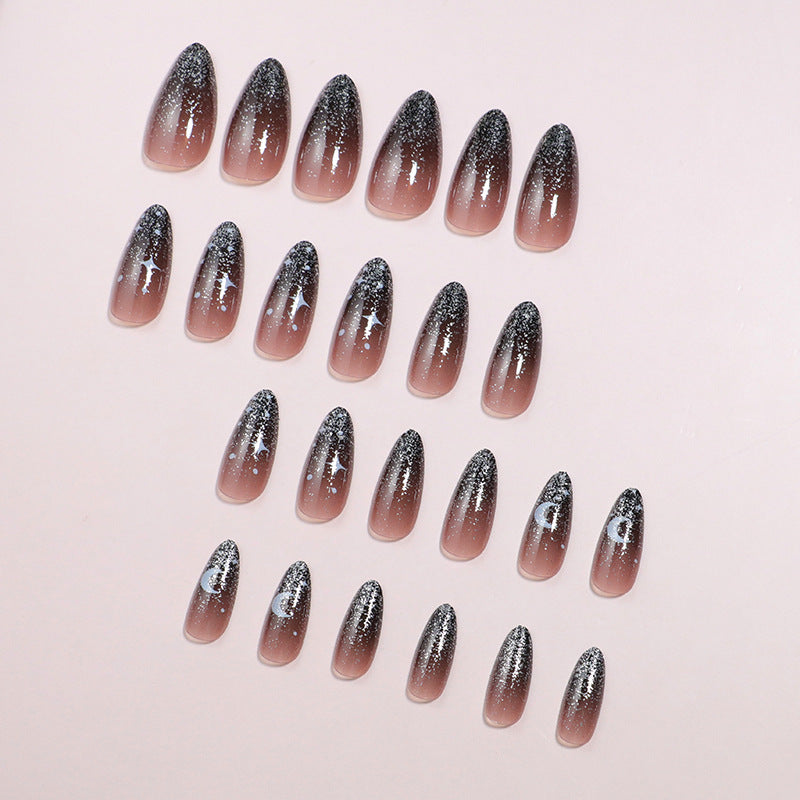 Siopsrl | Artistic Ombre Press-On Nail Set with Celestial Design Siopsrl