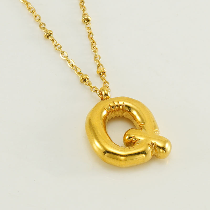 Bubble Letter Initial Necklace