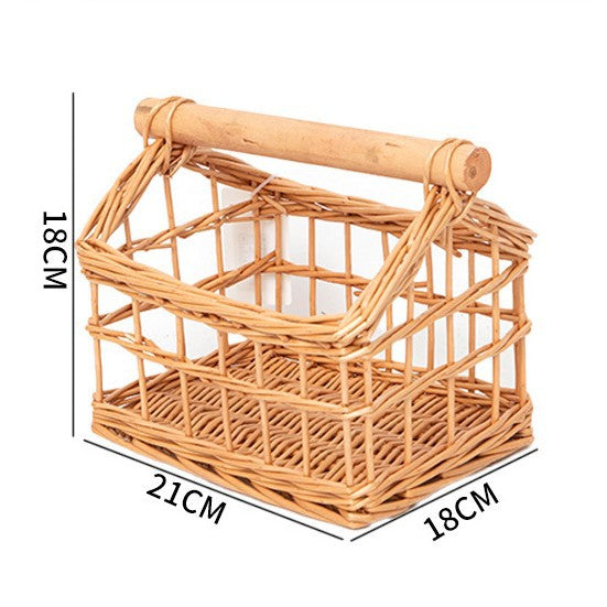 Handcrafted storage basket with wooden handle Siopsrl