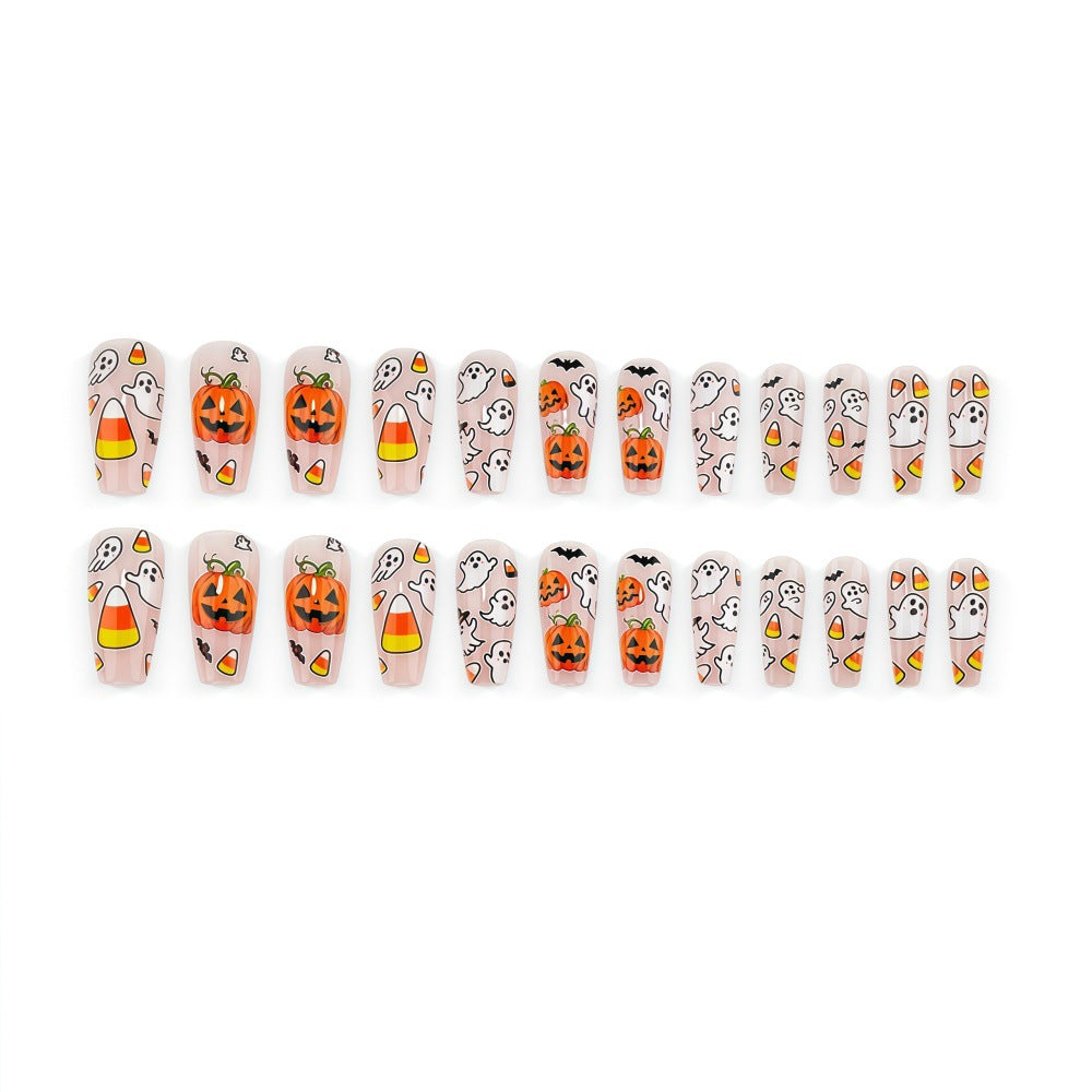 Creative Halloween Art Nails in Ghost and Pumpkin Design Siopsrl