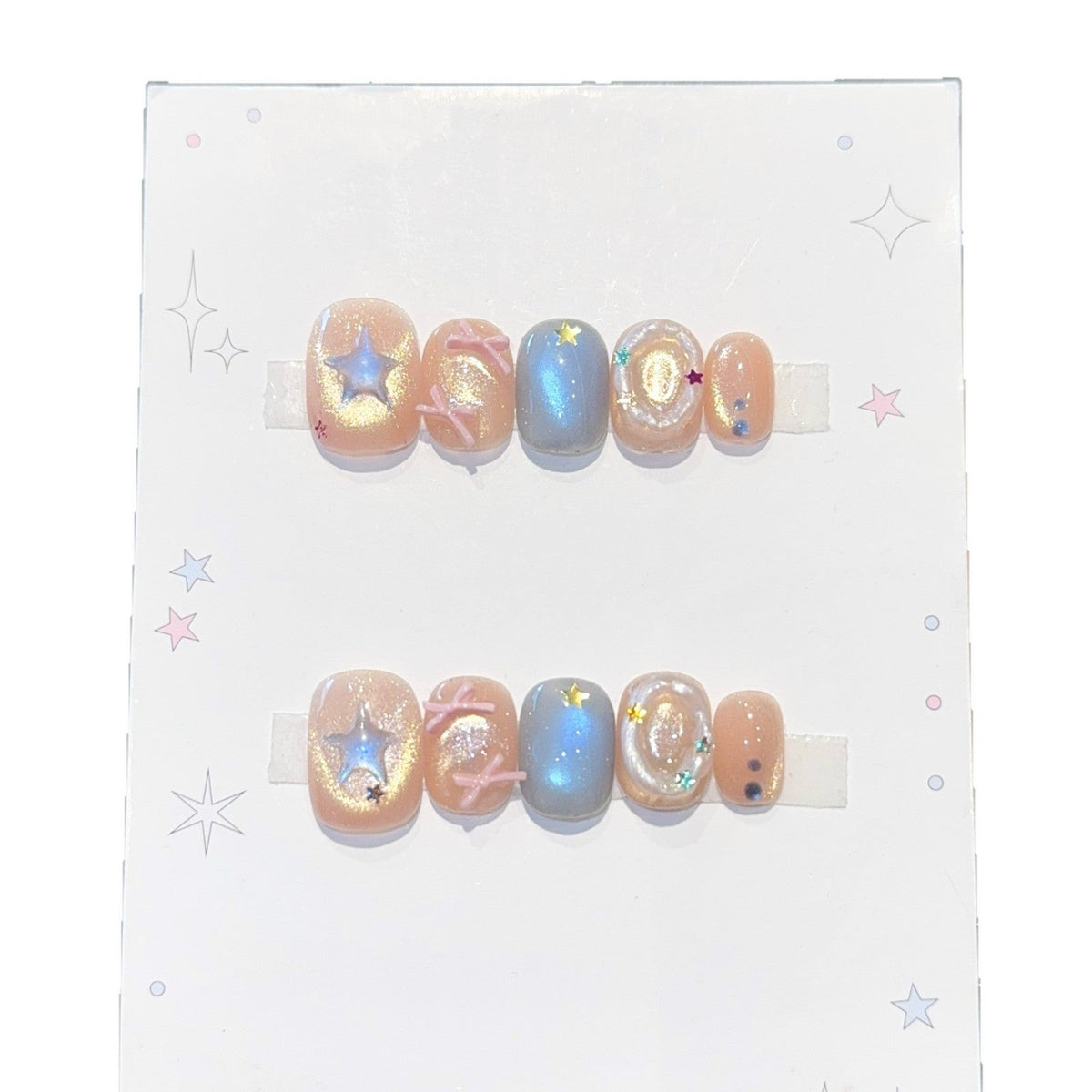 Siopsrl | Artificial Nail Set with Sparkling Star and Glitter Motifs Siopsrl