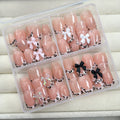 Siopsrl | Artistic Press-On Nail Set with Bow Accents Siopsrl