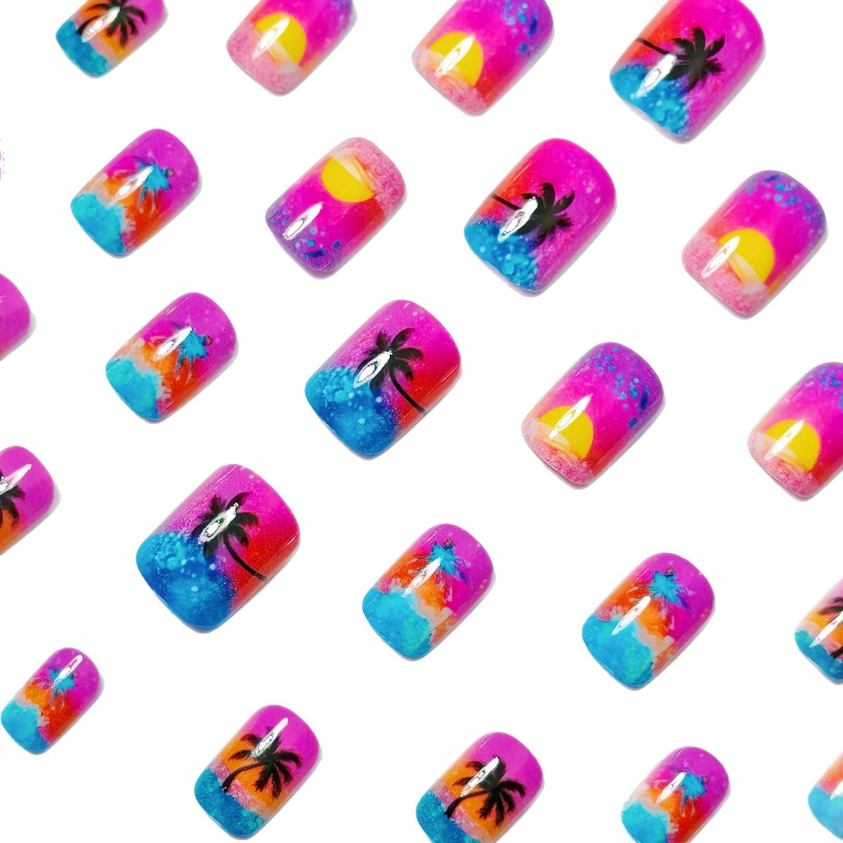 Siopsrl | Artificial nails with luminous sunset design Siopsrl