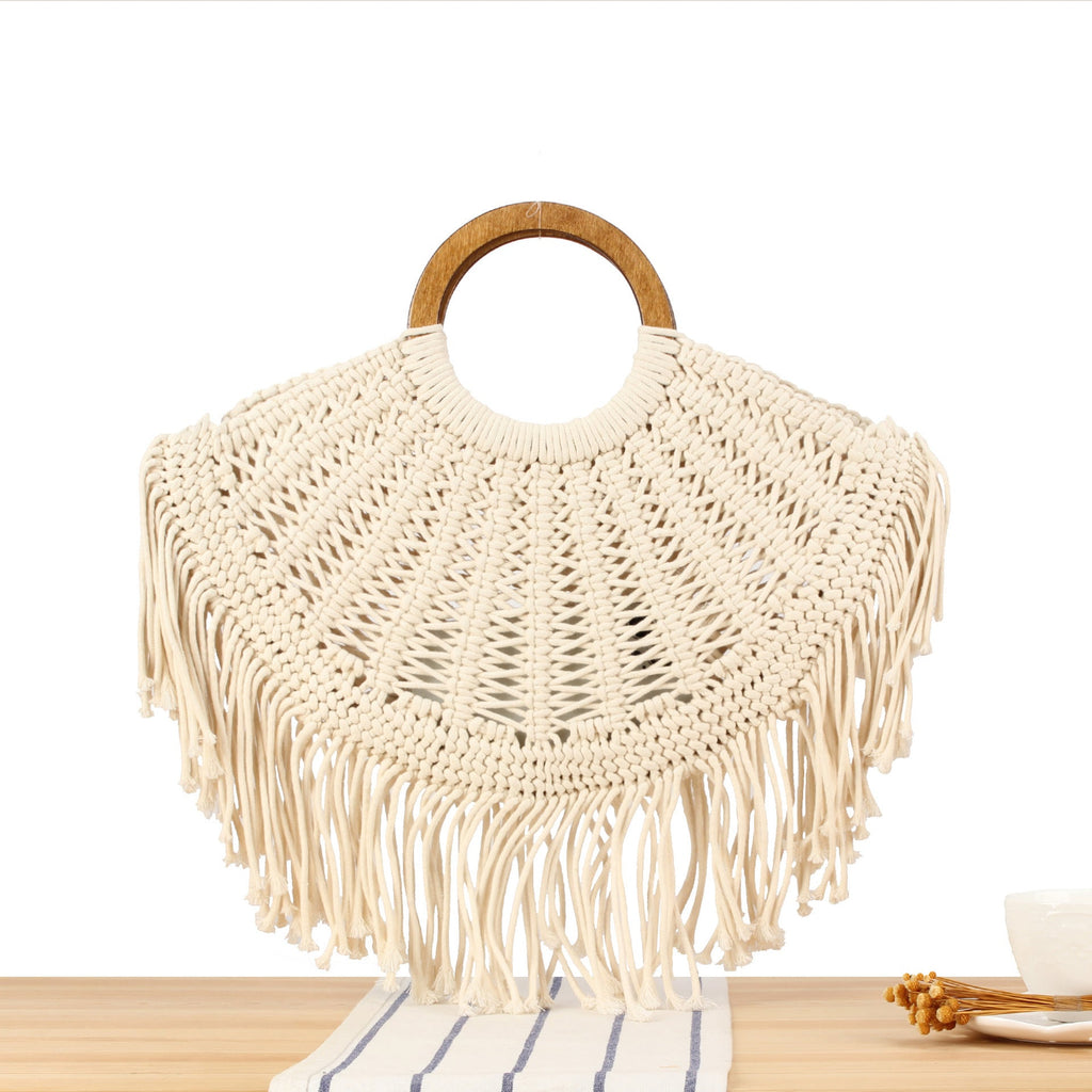 Siopsrl | Macramé Handbag with Wooden Handles Siopsrl