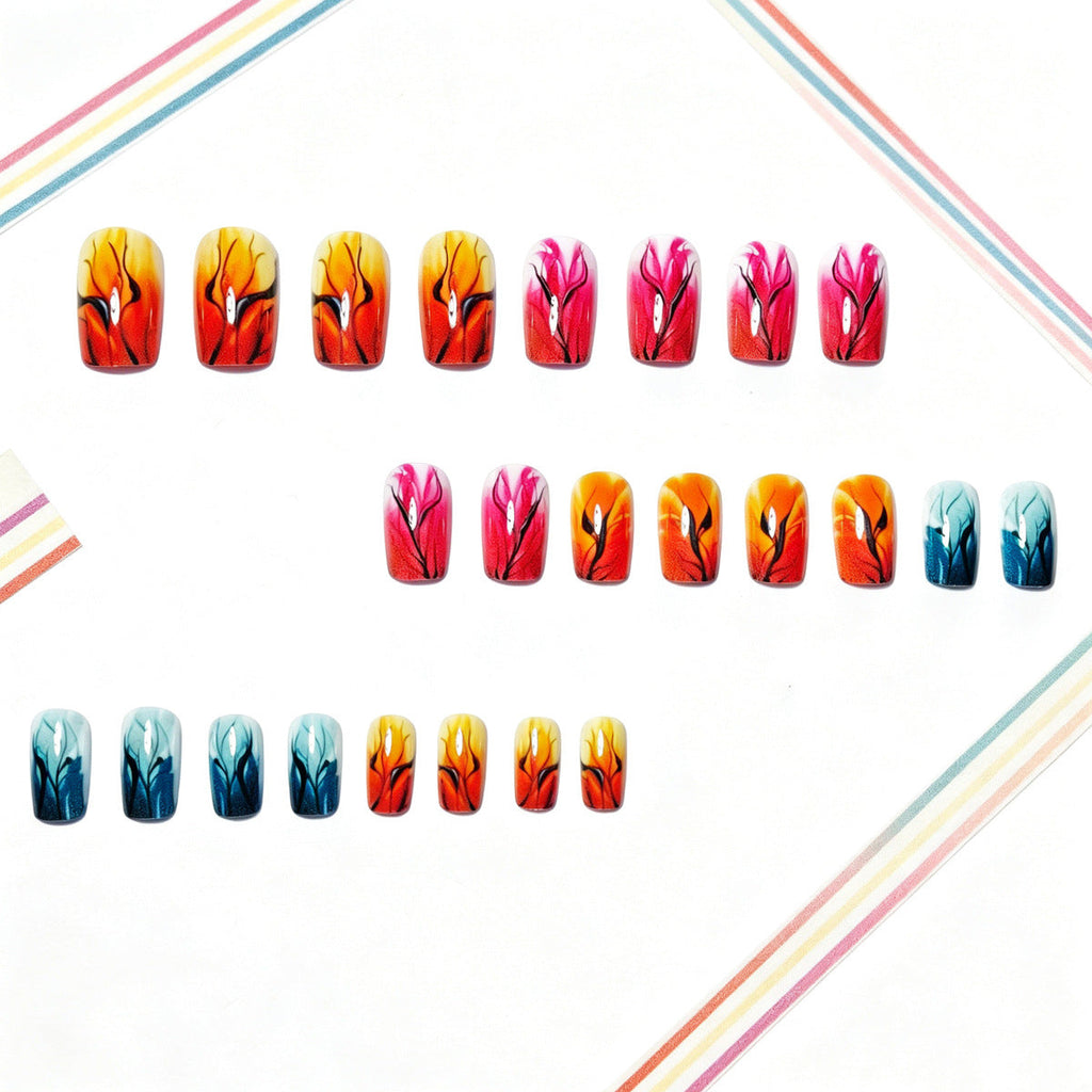 Siopsrl | Artificial nails with autumn leaf design Siopsrl