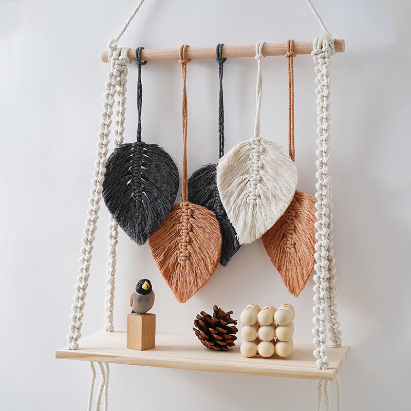 Bohemian Macrame Leaf Art Display Shelf Siopsrl