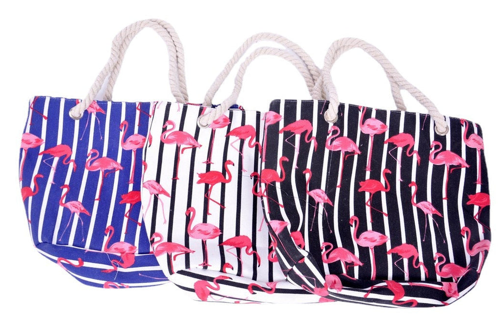 Siopsrl | Beach bag with flamingo pattern and sturdy rope handles Siopsrl