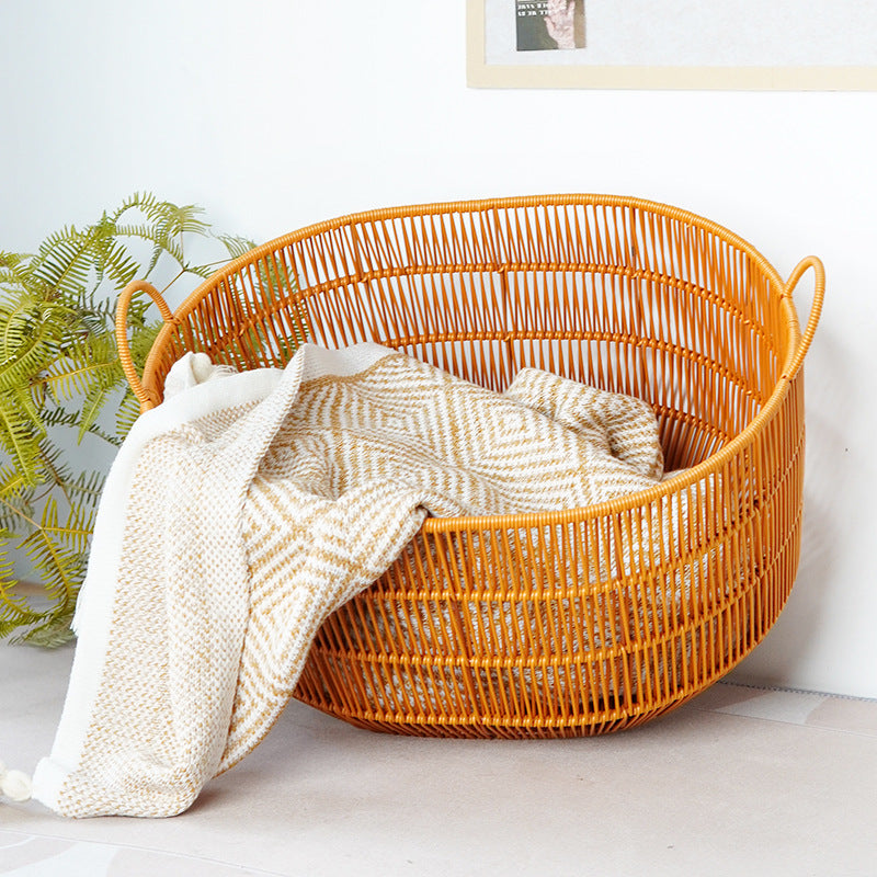 Women Braided Storage Basket with Practical Handles Siopsrl