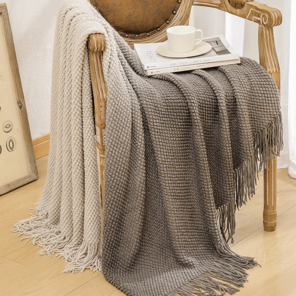 Siopsrl | Luxury Textured Fringed Throw Blanket Siopsrl