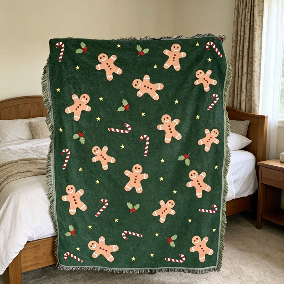 Festive Holiday Tapestry Throw Blanket