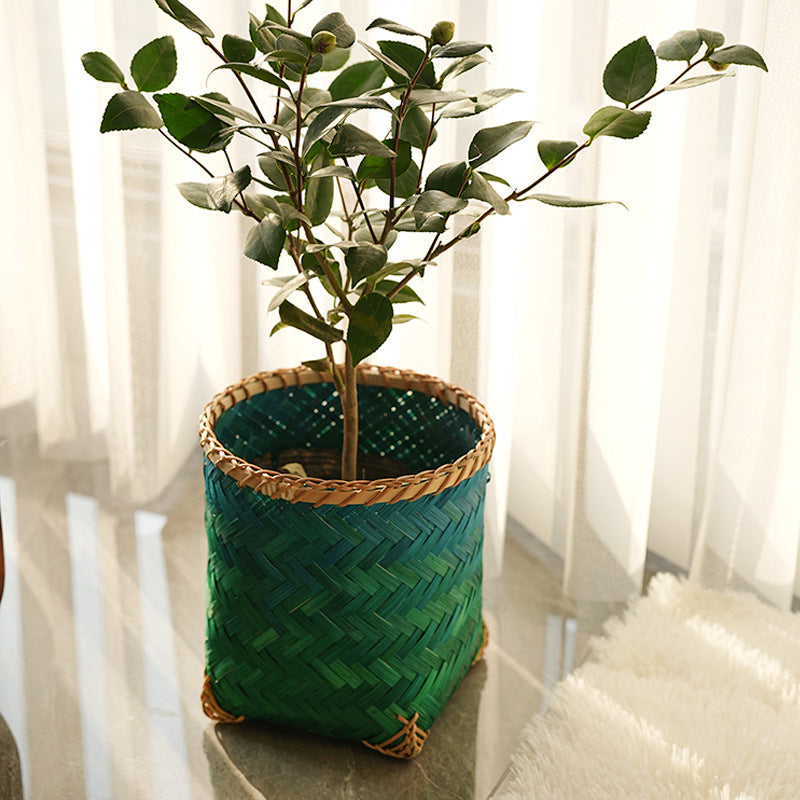 Women's square storage basket made of handwoven natural material Siopsrl
