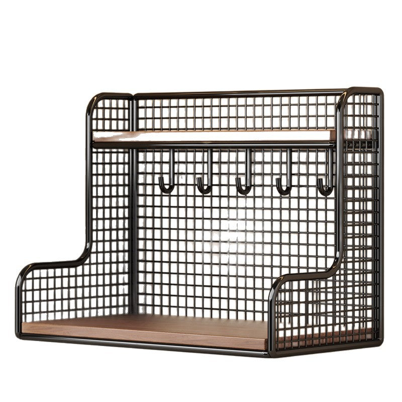 Wall-Mounted Double-Shelf Organizer with Hooks Siopsrl