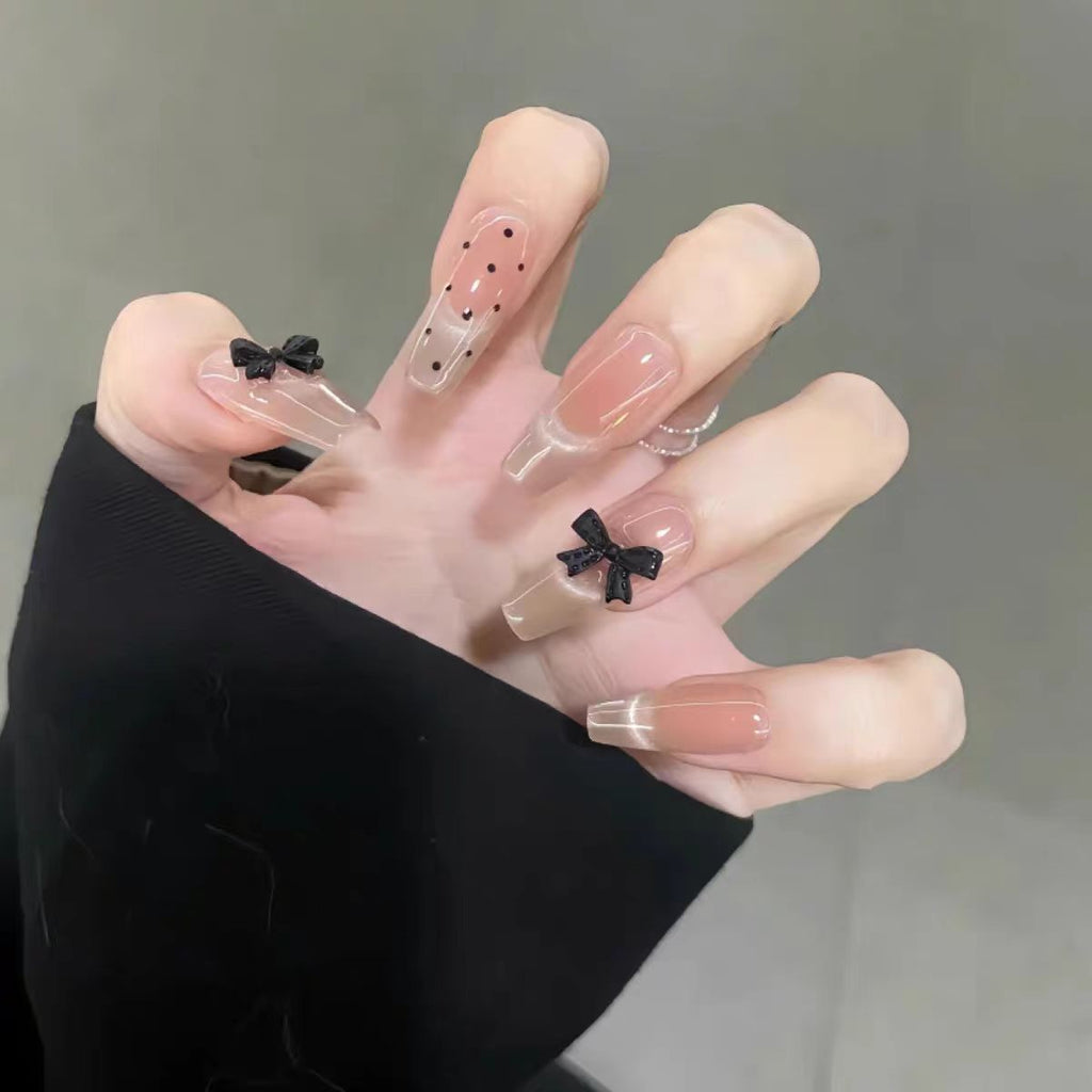 Siopsrl | Trendy Press-On Nail Art Set with Stylish Bow Accents Siopsrl