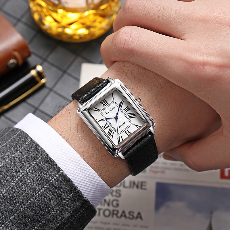 Siopsrl | Rectangular Vintage Roman Dial Leather Dress Watch Siopsrl